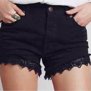 Free People Black Denim shorts with Crochet Trim Size 27